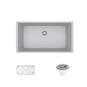 Alternate Image for Rene 33" Composite Granite Kitchen Sink, Pewter, R3-1006-PWT-ST-CGS