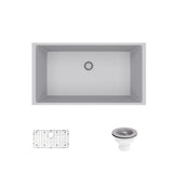 Rene 33" Composite Granite Kitchen Sink, Pewter, R3-1006-PWT-ST-CGS