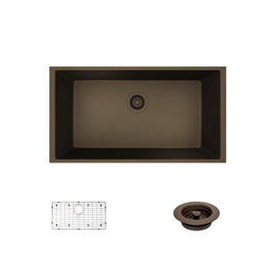 Alternate Image for Rene 33" Composite Granite Kitchen Sink, Umber, R3-1006-UMB-ST-CGF