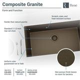 Rene 33" Composite Granite Kitchen Sink, Umber, R3-1006-UMB-ST-CGF - The Sink Boutique