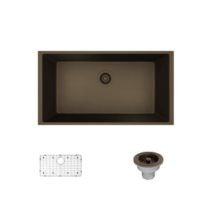Alternate Image for Rene 33" Composite Granite Kitchen Sink, Umber, R3-1006-UMB-ST-CGS