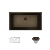 Rene 33" Composite Granite Kitchen Sink, Umber, R3-1006-UMB-ST-CGS