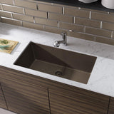 Rene 33" Composite Granite Kitchen Sink, Umber, R3-1006-UMB-ST-CGS - The Sink Boutique