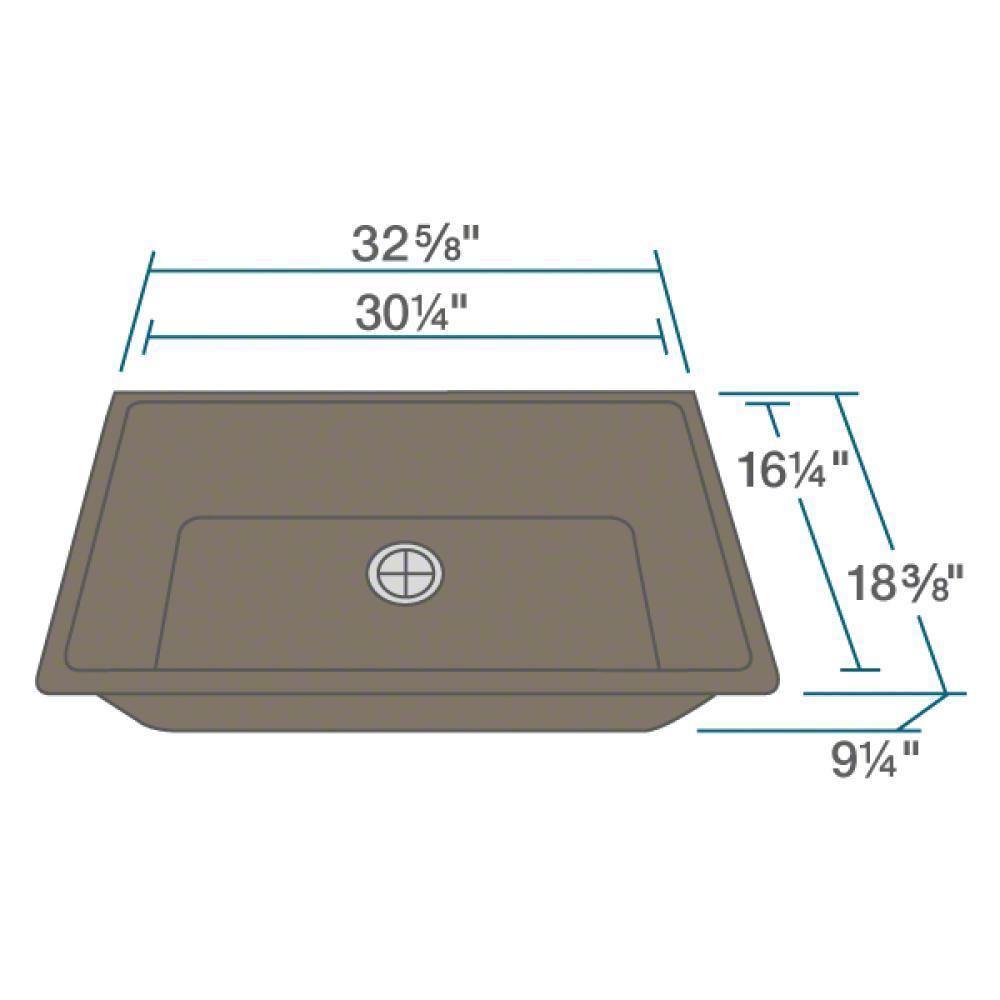 Rene 33" Composite Granite Kitchen Sink, Umber, R3-1006-UMB-ST-CGS - The Sink Boutique