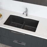 Rene 33" Composite Granite Kitchen Sink, 50/50 Double Bowl, Carbon, R3-1007-CAR-ST-CGS - The Sink Boutique