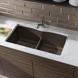 Rene 33" Composite Granite Kitchen Sink, 50/50 Double Bowl, Umber, R3-1007-UMB-ST-CGF - The Sink Boutique