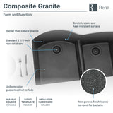 Rene 33" Composite Granite Kitchen Sink, 60/40 Double Bowl, Carbon, R3-1008-CAR-ST-CGF - The Sink Boutique