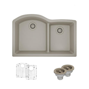 Alternate Image for Rene 33" Composite Granite Kitchen Sink, 60/40 Double Bowl, Concrete, R3-1008-CON-ST-CGS