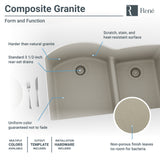 Rene 33" Composite Granite Kitchen Sink, 60/40 Double Bowl, Concrete, R3-1008-CON-ST-CGS - The Sink Boutique
