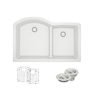 Alternate Image for Rene 33" Composite Granite Kitchen Sink, 60/40 Double Bowl, Ivory, R3-1008-IVR-ST-CGF