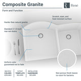 Rene 33" Composite Granite Kitchen Sink, 60/40 Double Bowl, Ivory, R3-1008-IVR-ST-CGF - The Sink Boutique