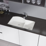 Rene 33" Composite Granite Kitchen Sink, 60/40 Double Bowl, Ivory, R3-1008-IVR-ST-CGF - The Sink Boutique