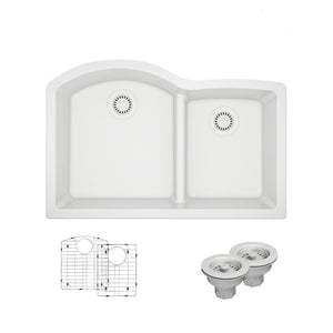 Alternate Image for Rene 33" Composite Granite Kitchen Sink, 60/40 Double Bowl, Ivory, R3-1008-IVR-ST-CGS