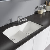 Rene 33" Composite Granite Kitchen Sink, 60/40 Double Bowl, Ivory, R3-1008-IVR-ST-CGS - The Sink Boutique
