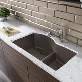 Rene 33" Composite Granite Kitchen Sink, 60/40 Double Bowl, Umber, R3-1008-UMB-ST-CGF - The Sink Boutique