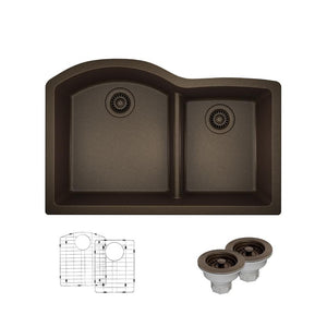 Alternate Image for Rene 33" Composite Granite Kitchen Sink, 60/40 Double Bowl, Umber, R3-1008-UMB-ST-CGS
