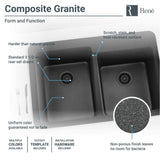 Rene 33" Composite Granite Kitchen Sink, 60/40 Double Bowl, Carbon, R3-2001-CAR-ST-CGS - The Sink Boutique