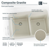 Rene 33" Composite Granite Kitchen Sink, 60/40 Double Bowl, Concrete, R3-2001-CON-ST-CGF - The Sink Boutique