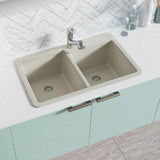 Rene 33" Composite Granite Kitchen Sink, 60/40 Double Bowl, Concrete, R3-2001-CON-ST-CGF - The Sink Boutique