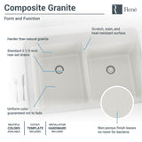 Rene 33" Composite Granite Kitchen Sink, 60/40 Double Bowl, Ivory, R3-2001-IVR-ST-CGF - The Sink Boutique