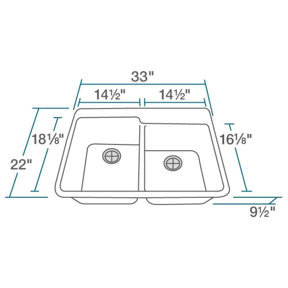 Rene 33" Composite Granite Kitchen Sink, 60/40 Double Bowl, Ivory, R3-2001-IVR-ST-CGS - The Sink Boutique