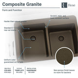 Rene 33" Composite Granite Kitchen Sink, 60/40 Double Bowl, Umber, R3-2001-UMB-ST-CGF - The Sink Boutique