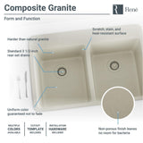 Rene 33" Composite Granite Kitchen Sink, 50/50 Double Bowl, Concrete, R3-2002-CON-ST-CGF - The Sink Boutique