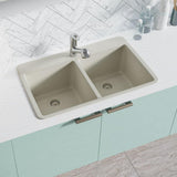 Rene 33" Composite Granite Kitchen Sink, 50/50 Double Bowl, Concrete, R3-2002-CON-ST-CGF - The Sink Boutique