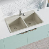 Rene 33" Composite Granite Kitchen Sink, 50/50 Double Bowl, Concrete, R3-2002-CON-ST-CGS - The Sink Boutique