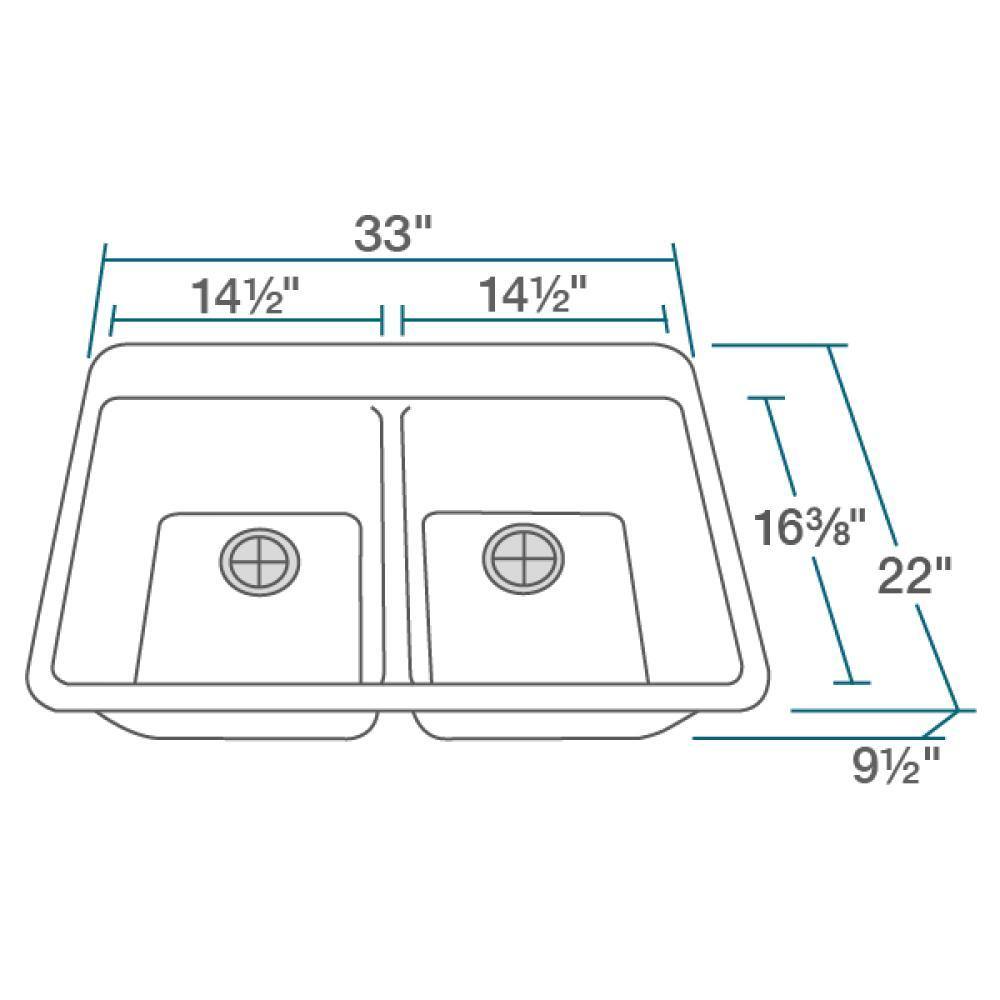 Rene 33" Composite Granite Kitchen Sink, 50/50 Double Bowl, Ivory, R3-2002-IVR-ST-CGS - The Sink Boutique