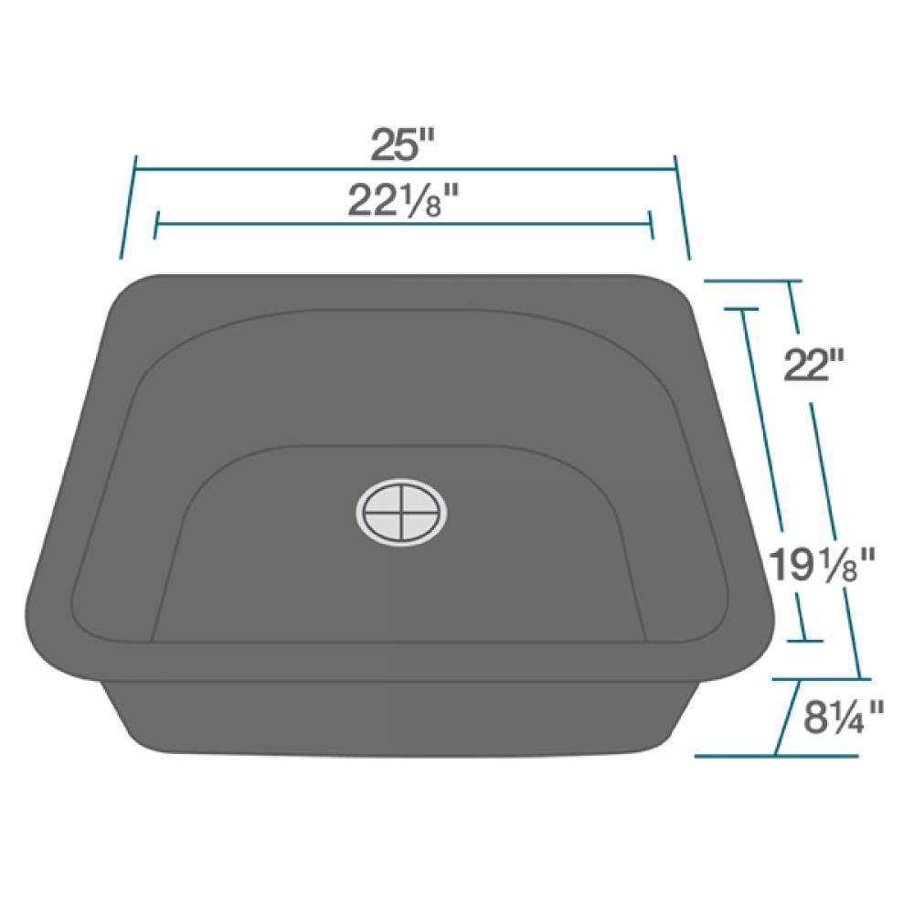 Rene 25" Composite Granite Kitchen Sink, Carbon, R3-2005-CAR-ST-CGF - The Sink Boutique