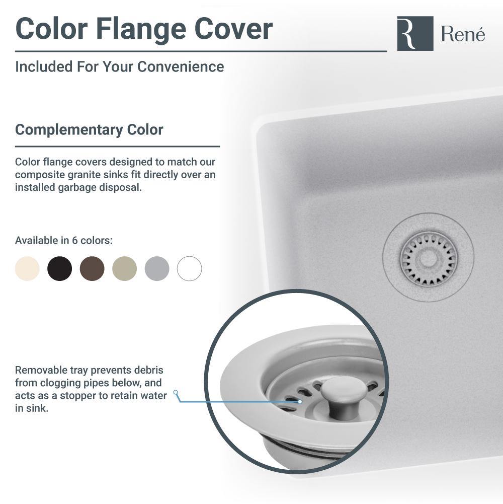Rene 25" Composite Granite Kitchen Sink, Concrete, R3-2005-CON-ST-CGF - The Sink Boutique
