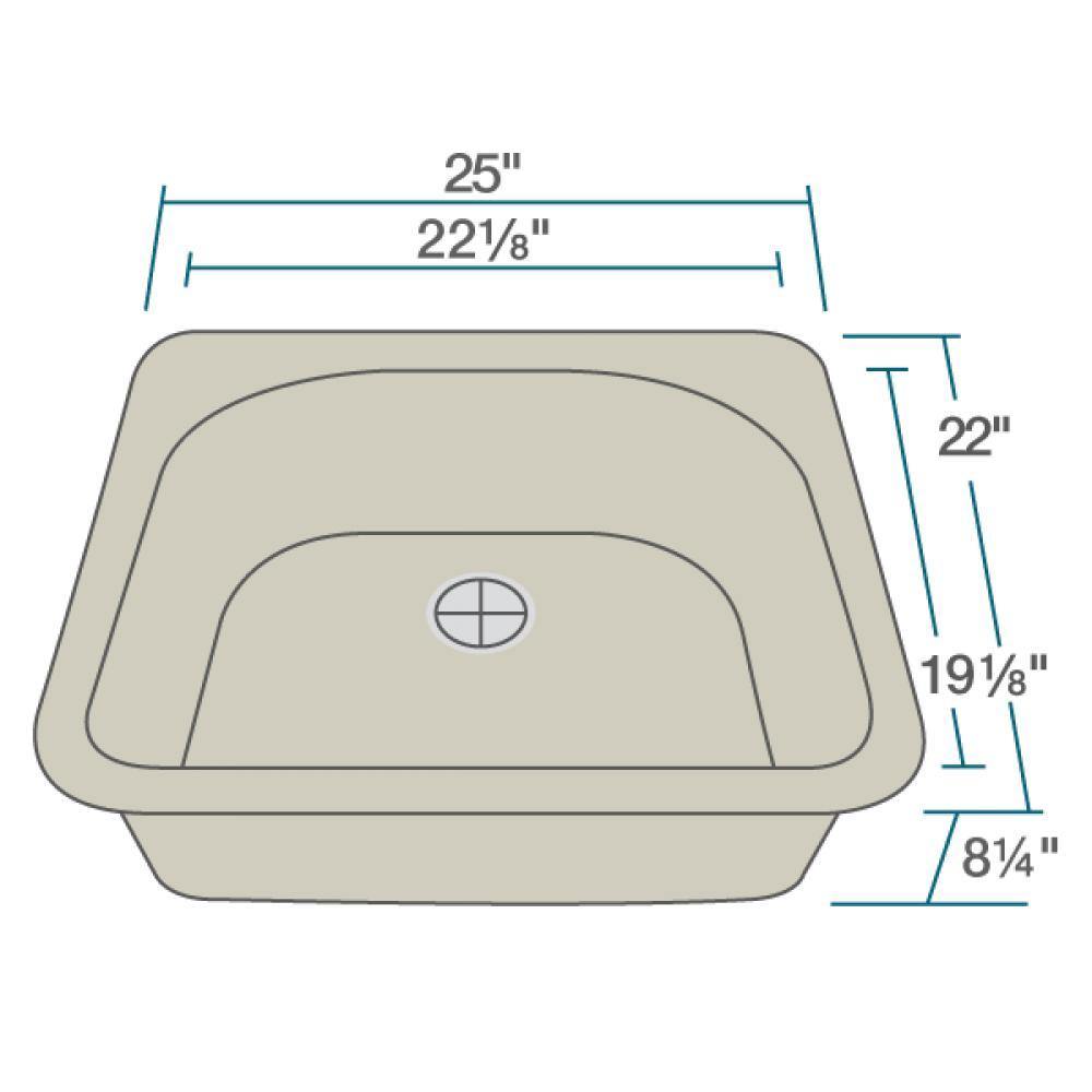 Rene 25" Composite Granite Kitchen Sink, Concrete, R3-2005-CON-ST-CGF - The Sink Boutique