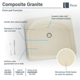 Rene 25" Composite Granite Kitchen Sink, Ecru, R3-2005-ECR-ST-CGF - The Sink Boutique