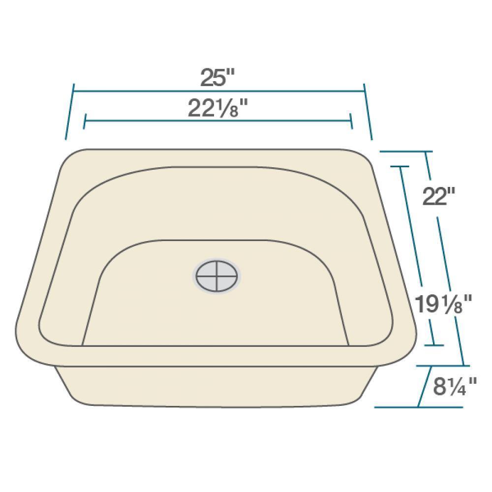 Rene 25" Composite Granite Kitchen Sink, Ecru, R3-2005-ECR-ST-CGF - The Sink Boutique