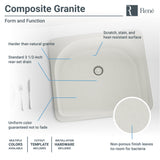 Rene 25" Composite Granite Kitchen Sink, Ivory, R3-2005-IVR-ST-CGF - The Sink Boutique