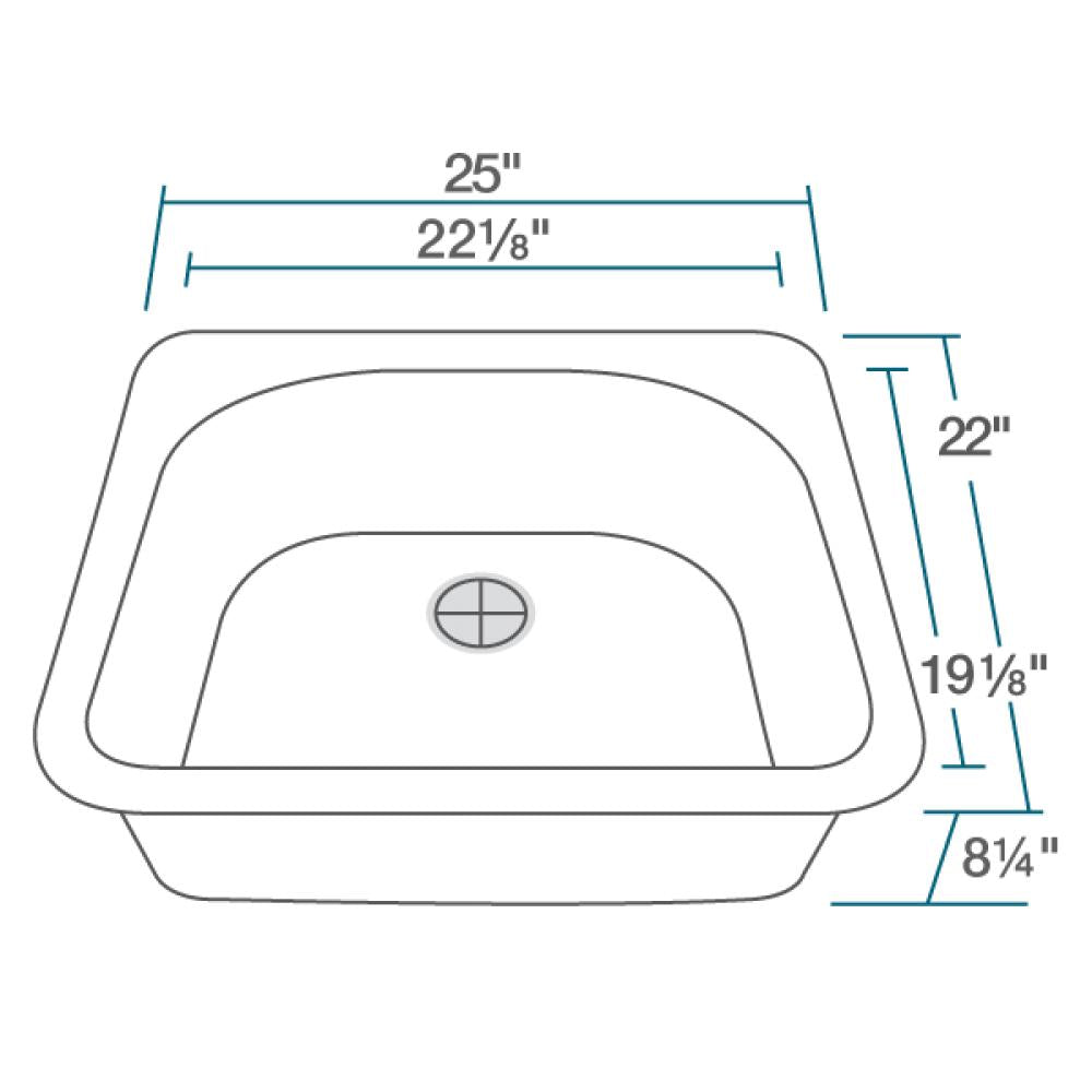 Rene 25" Composite Granite Kitchen Sink, Ivory, R3-2005-IVR-ST-CGS - The Sink Boutique