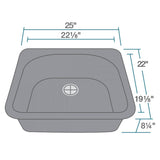 Rene 25" Composite Granite Kitchen Sink, Pewter, R3-2005-PWT-ST-CGF - The Sink Boutique