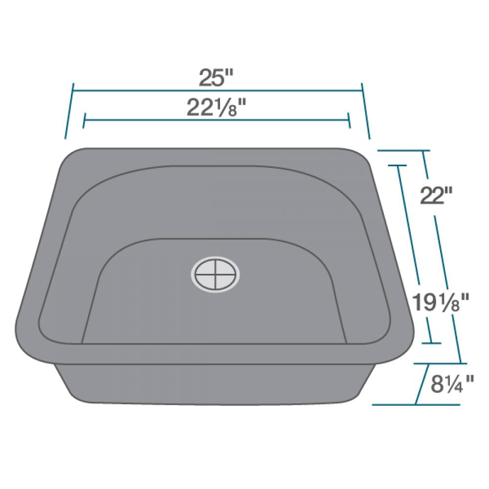Rene 25" Composite Granite Kitchen Sink, Pewter, R3-2005-PWT-ST-CGS - The Sink Boutique