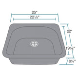 Rene 25" Composite Granite Kitchen Sink, Pewter, R3-2005-PWT-ST-CGS - The Sink Boutique