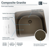 Rene 25" Composite Granite Kitchen Sink, Umber, R3-2005-UMB-ST-CGF - The Sink Boutique