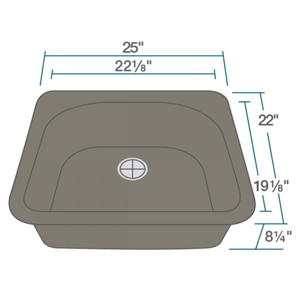 Rene 25" Composite Granite Kitchen Sink, Umber, R3-2005-UMB-ST-CGS - The Sink Boutique