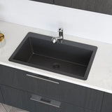 Rene 33" Composite Granite Kitchen Sink, Carbon, R3-2006-CAR-ST-CGF - The Sink Boutique