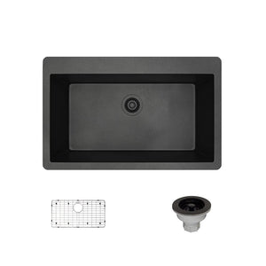 Alternate Image for Rene 33" Composite Granite Kitchen Sink, Carbon, R3-2006-CAR-ST-CGS