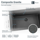 Rene 33" Composite Granite Kitchen Sink, Carbon, R3-2006-CAR-ST-CGS - The Sink Boutique