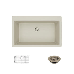 Alternate Image for Rene 33" Composite Granite Kitchen Sink, Concrete, R3-2006-CON-ST-CGF