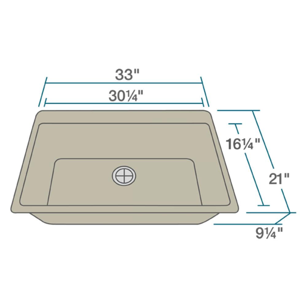 Rene 33" Composite Granite Kitchen Sink, Concrete, R3-2006-CON-ST-CGF - The Sink Boutique