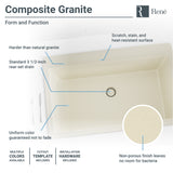 Rene 33" Composite Granite Kitchen Sink, Ecru, R3-2006-ECR-ST-CGF - The Sink Boutique