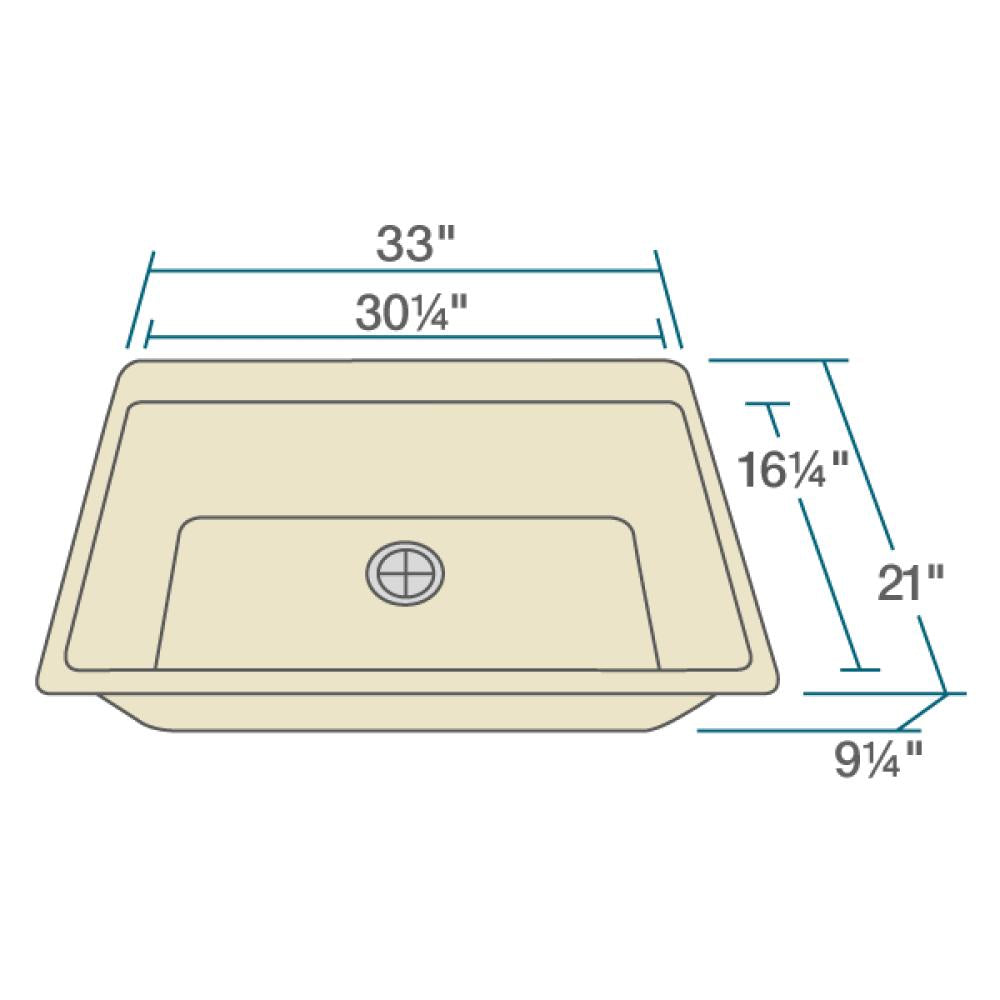 Rene 33" Composite Granite Kitchen Sink, Ecru, R3-2006-ECR-ST-CGS - The Sink Boutique