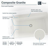 Rene 33" Composite Granite Kitchen Sink, Ivory, R3-2006-IVR-ST-CGF - The Sink Boutique